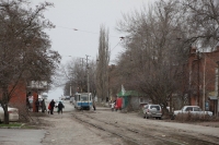 Трамвай на конечной остановке - Азовский рынок