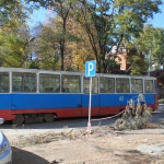 Трамвай в цветах Российского флага